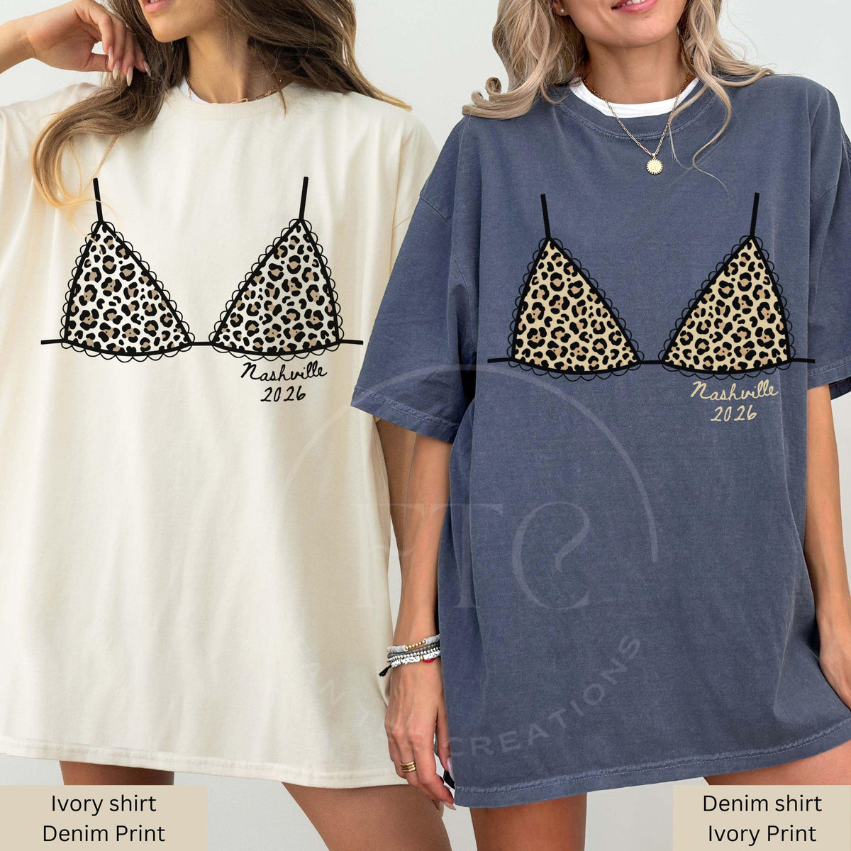 Custom Leopard Bikini Bachelorette Shirt, Nashville Bach Party Shirt, Bride Squad Trip Tee, Personalized Comfort Colors Girls Trip Tee