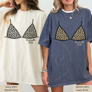 Custom Leopard Bikini Bachelorette Shirt, Nashville Bach Party Shirt, Bride Squad Trip Tee, Personalized Comfort Colors Girls Trip Tee