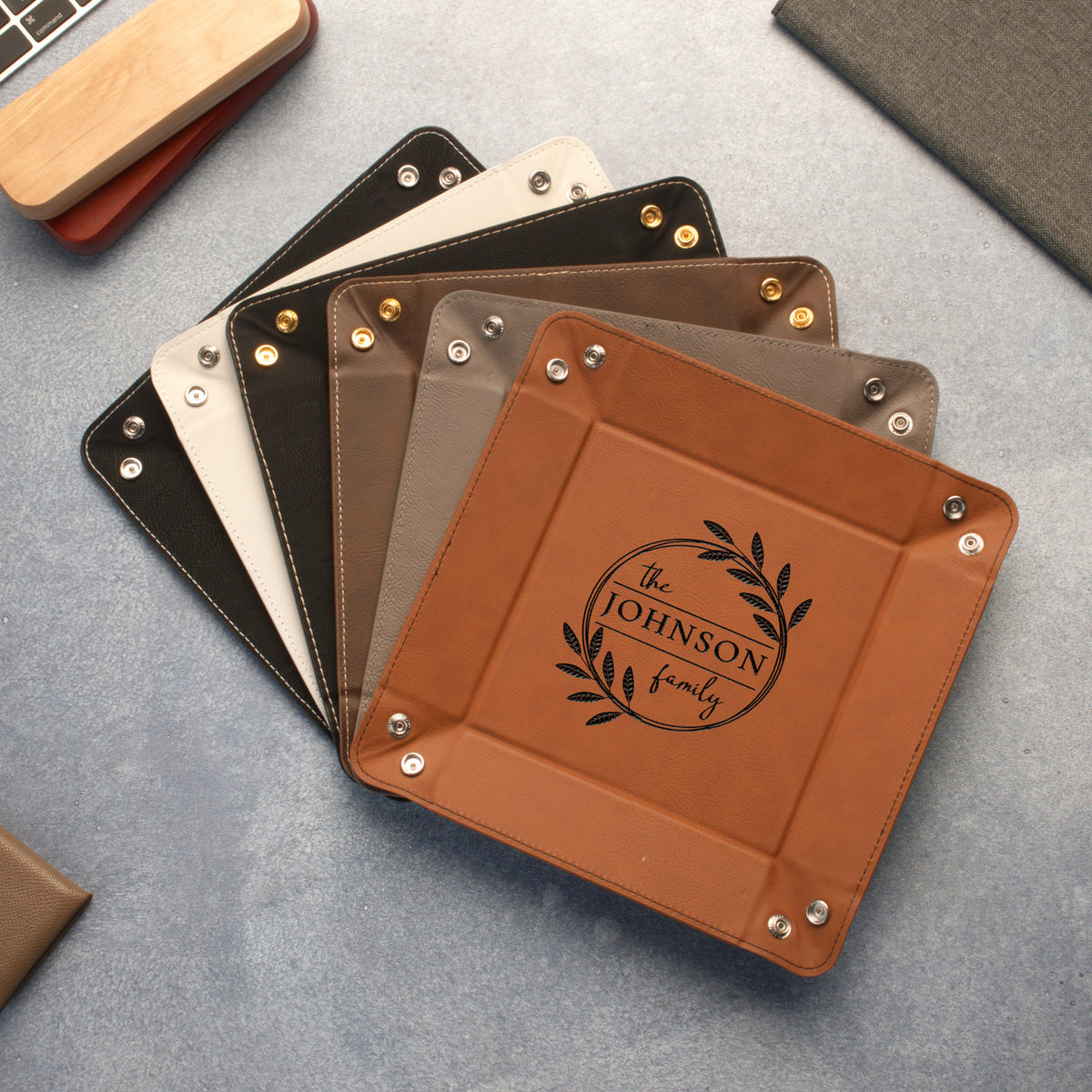 Leather Tray for Men, Personalized Fathers Day Gift, Engraved Vegan Leather Valet Tray, Custom Catch All Tray, Father's Day Gifts for Dad