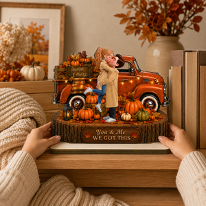 Fall Season Couple Pickup Truck - Personalized Wooden Plaque - Fall Season Decor Gift, Gift For Couple