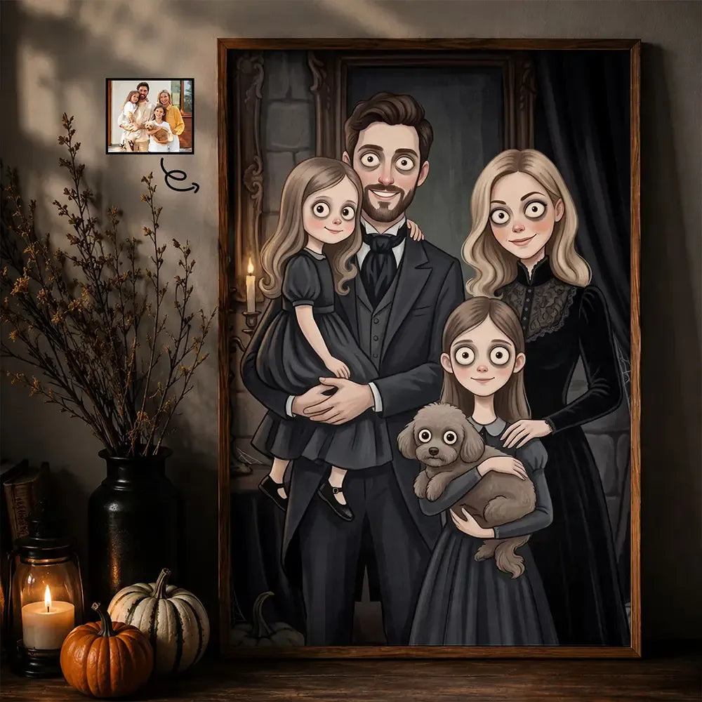 Custom Photo Gothic Portrait Art Couple Spooky Halloween - Personalized Poster
