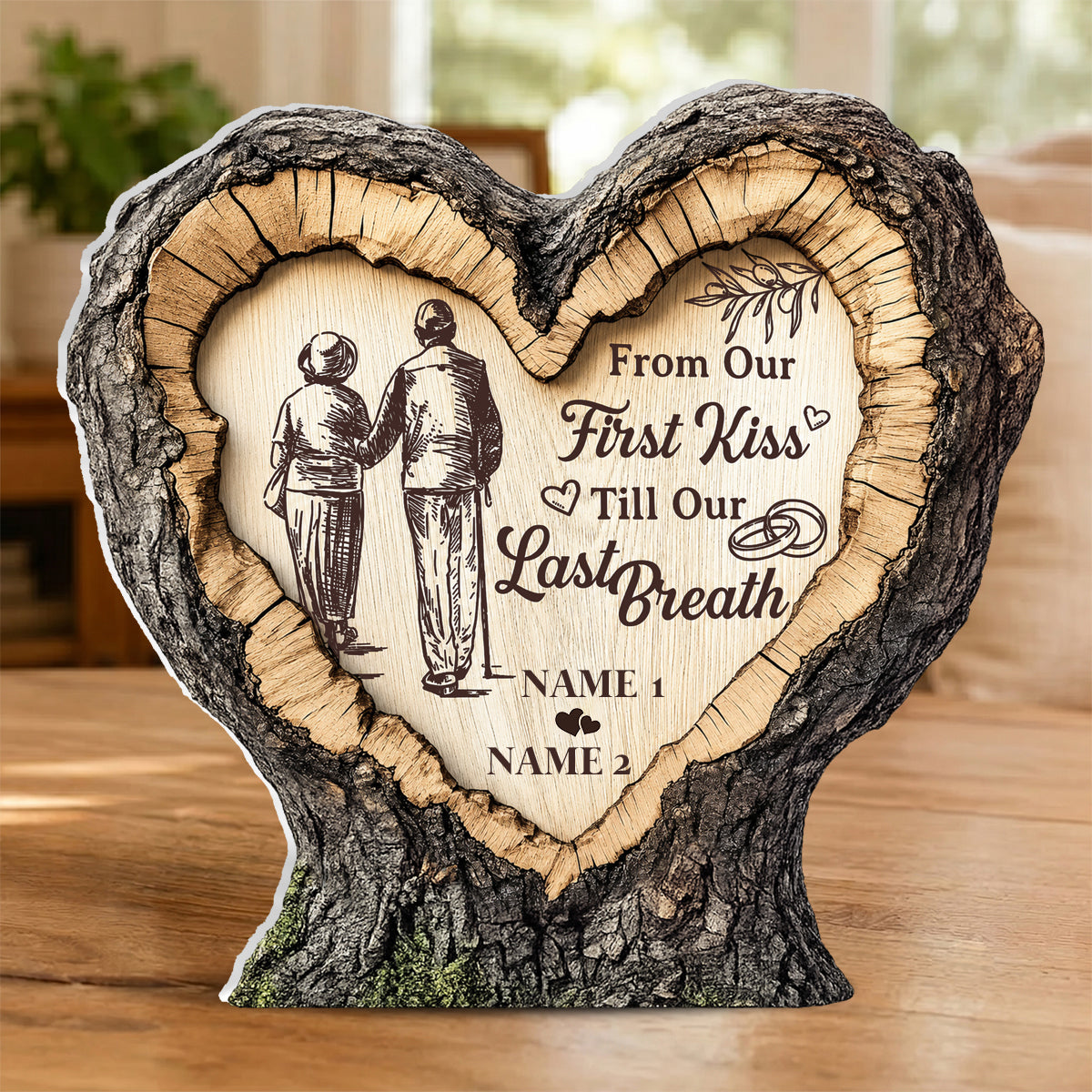 From Our First Kiss Till Our Last Breath - Personalized Wooden Block