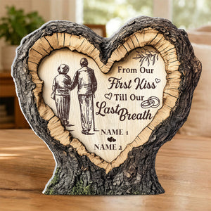 From Our First Kiss Till Our Last Breath - Personalized Wooden Block