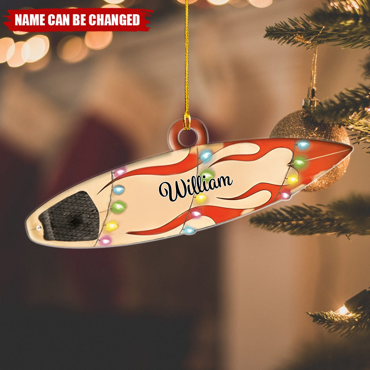 Personalized Surfboard Christmas Shaped Ornament Surfing Player Gift