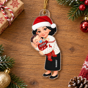 Endless Love Christmas Grandma Hugging Grandkids - Personalized Acrylic Ornament - Gift For Grandma, Grandkids