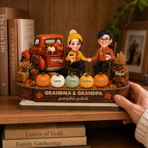Fall Season Pumpkin Truck Grandma Grandpa Pumpkin Patch - Personalized Wooden Plaque - Fall Decor For Grandparents