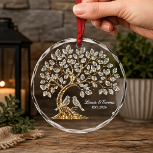 Tree of Love Glass Ornament - Personalized Couple Gifts