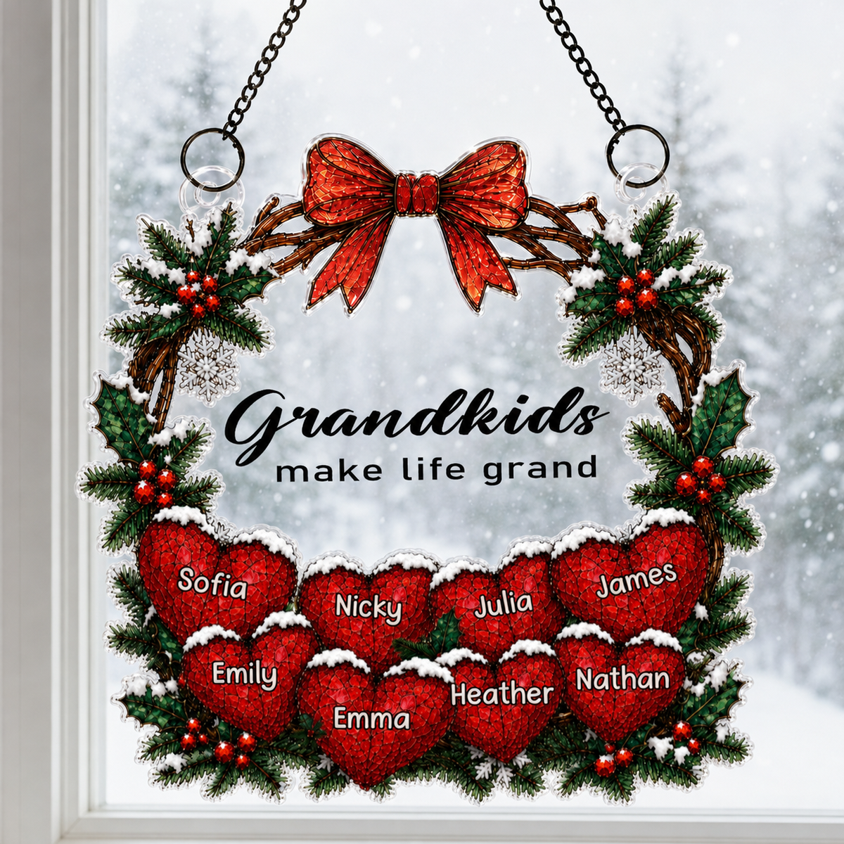 Grandma Little Snow - Personalized Suncatcher - Christmas Decoration