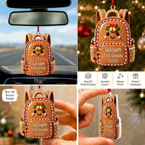 Gingerbread Backpack 3D Ornament - Personalized Back to School Gifts for Kids