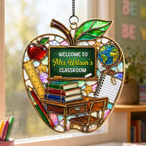 Welcome to Teacher's Classroom - Personalized Acrylic Suncatcher - Back to School Gift for Teacher, Classroom Decor