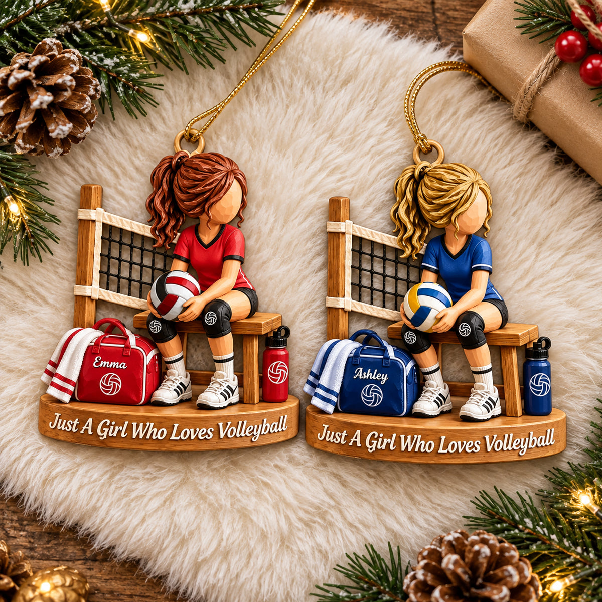 Personalized Volleyball Girl Christmas Ornament - Custom Volleyball Player Gift