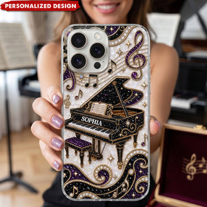 Grand Piano Music Note Phone Case -Personalized Gift For Pianists