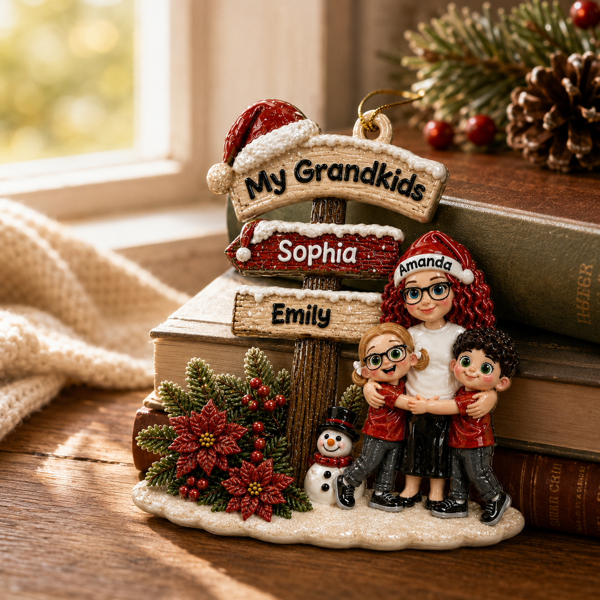 Grandma Christmas' Garden Custom Name - Real 3D Raised Ornament - Gift For Grandma,