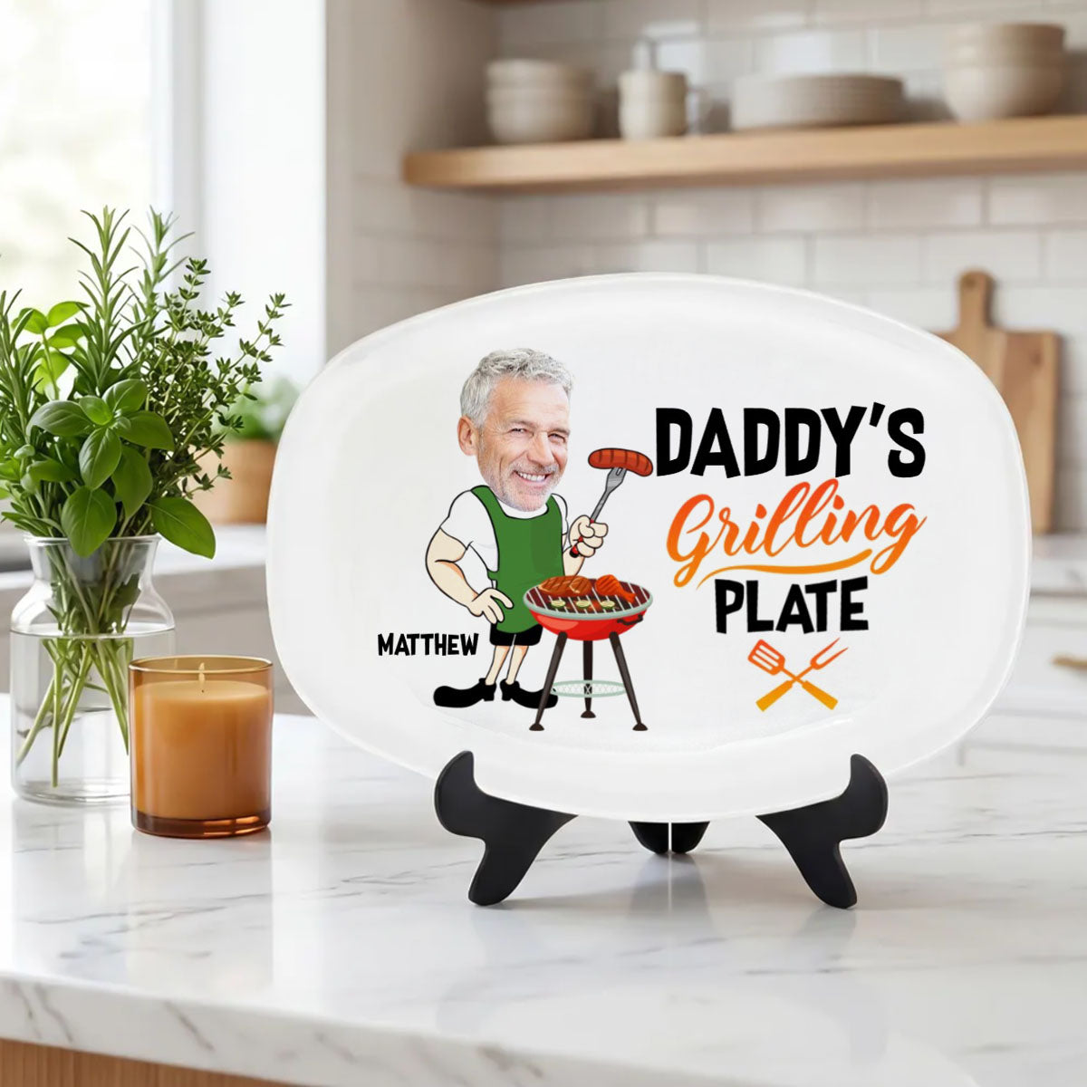 Custom Photo Daddy's Grilling Plate - Personalized Plate