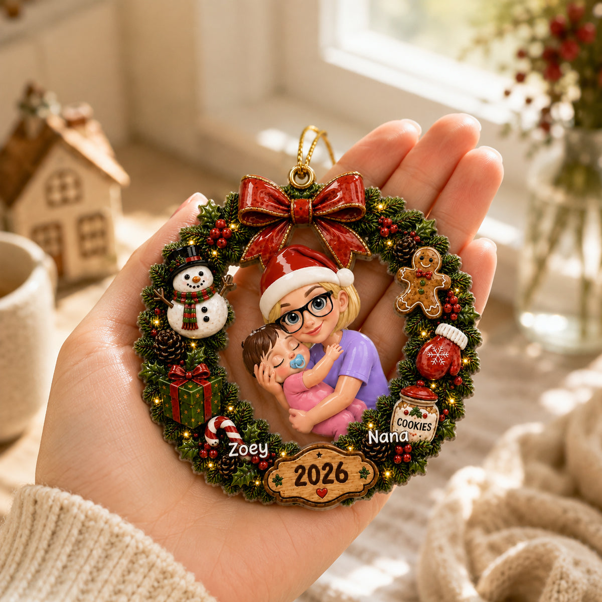 Trending Cute Grandma Grandkid - Real 3D Raised Ornament