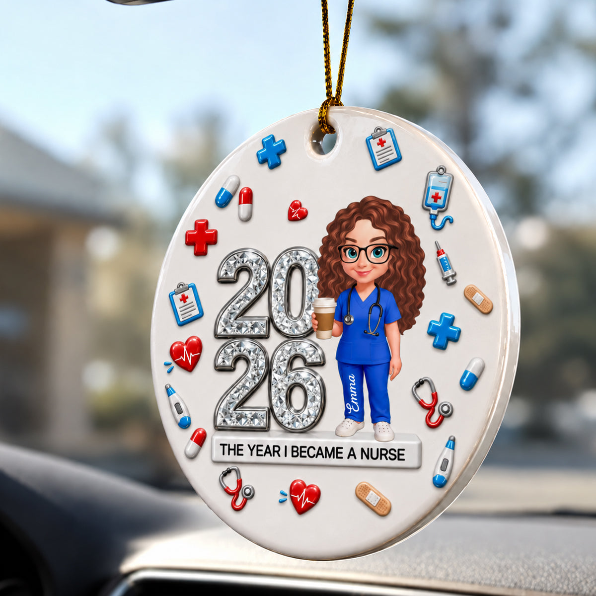 The Year I Became A Nurse Ornament - Real 3D Raised Ornament