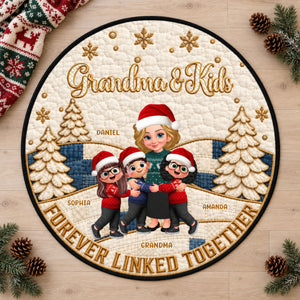 Grandma & Kids Forever Linked Together - Personalized Quilted Carpet - Christmas Decoration, Gift For Grandma