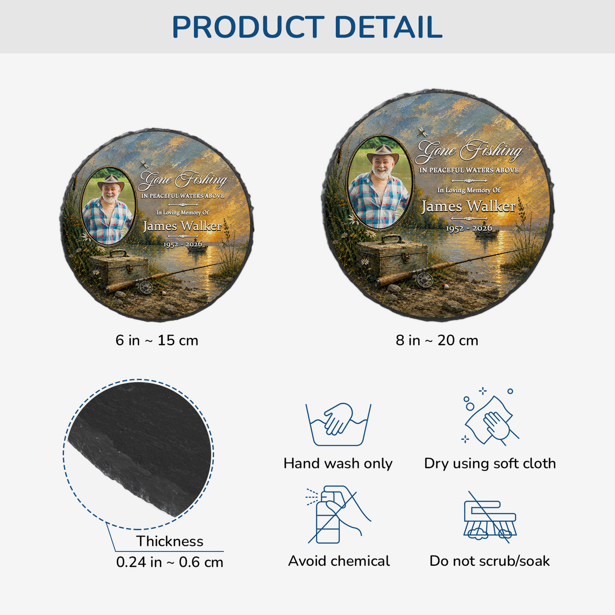 Gone Fishing Photo Memorial Garden Stones - Personalized Memorial Gifts