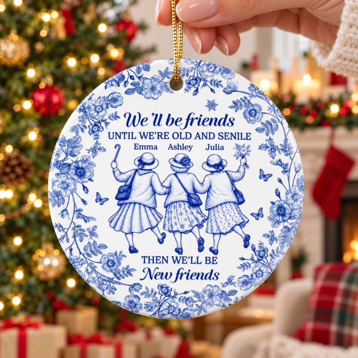 Custom Ceramic Ornament - Personalized Best Friend Christmas Birthday Gifts For Women, Besties, Sisters, BFF - Always In Step