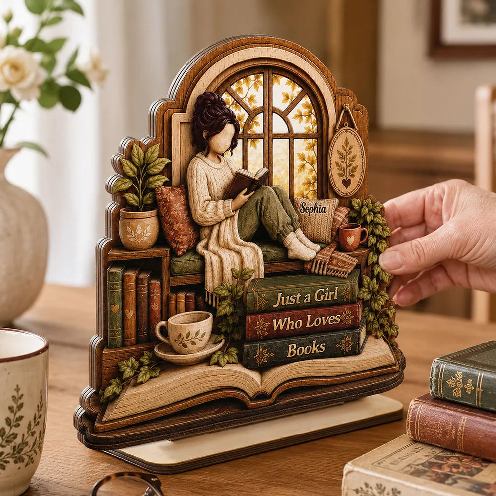 Just A Girl Who Loves Books - Personalized Wooden Plaque For Book Reading Lovers