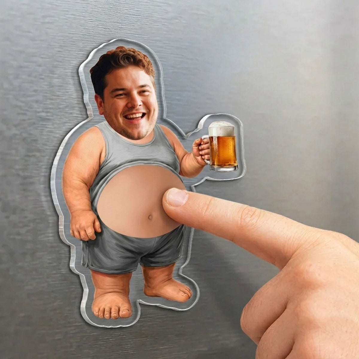 Personalized Funny Dad s Grilling Face Squishy Belly Fridge Magnet, Father's Day Gift For Husband, Custom Dad Photo Squeeze Magnet, Kitchen