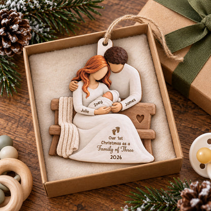 Our 1st Chirstmas As A Family Bench Wood Ornament - Personalized Christmas Gifts