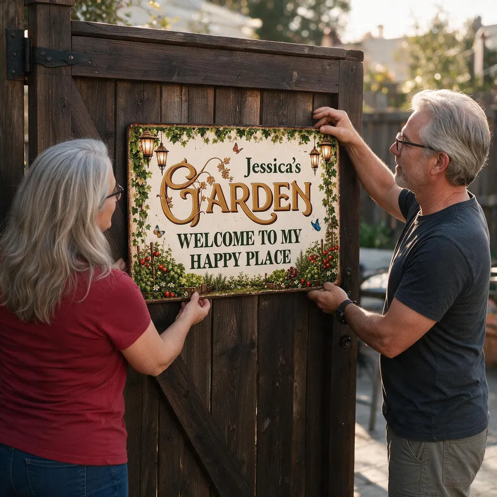 Welcome To My Happy Place - Personalized Metal Sign