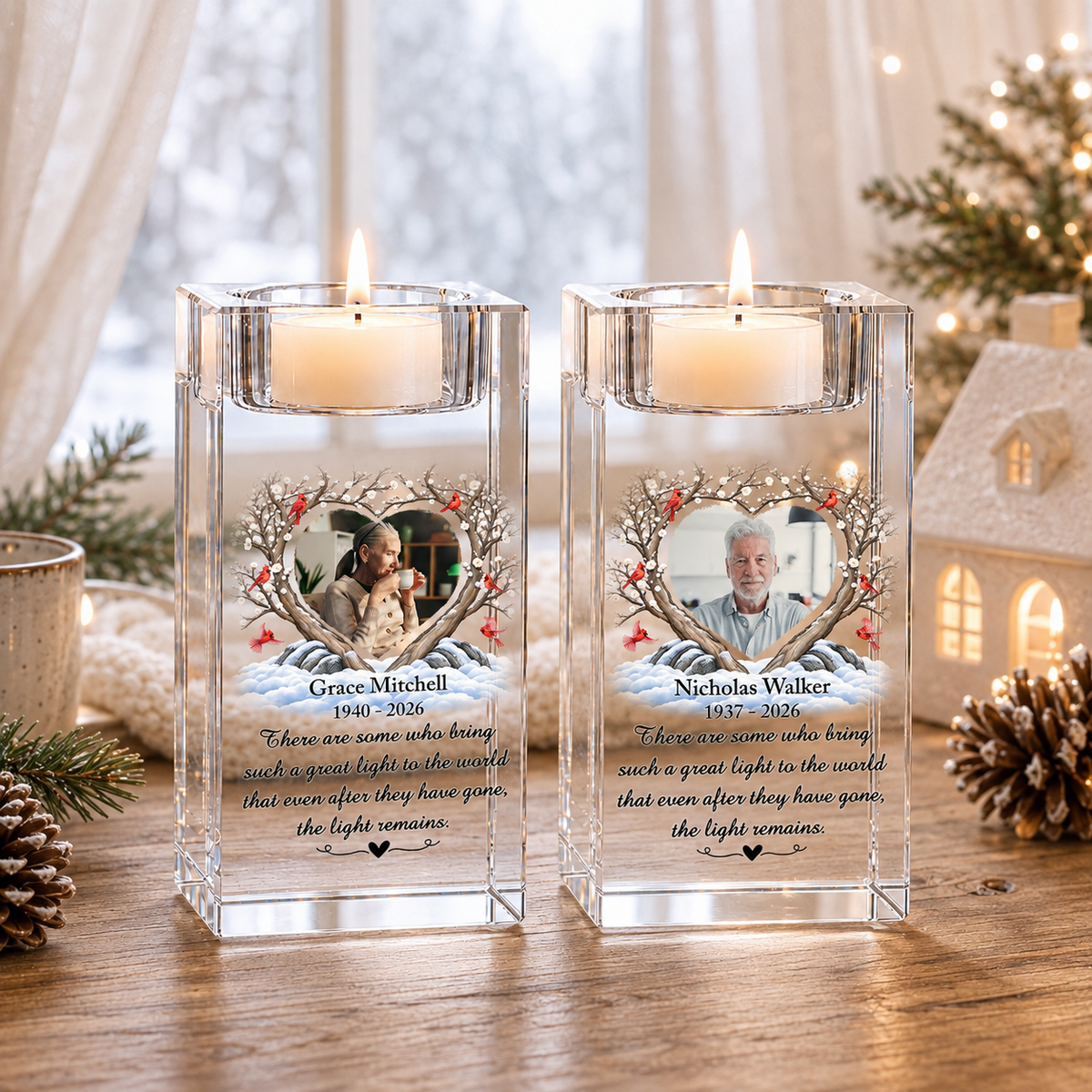 Custom Photo Planted To Celebrate A Life Well Lived - Personalized Crystal Candle Holder