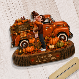 Fall Season Couple Pickup Truck - Personalized Wooden Plaque - Fall Season Decor Gift, Gift For Couple