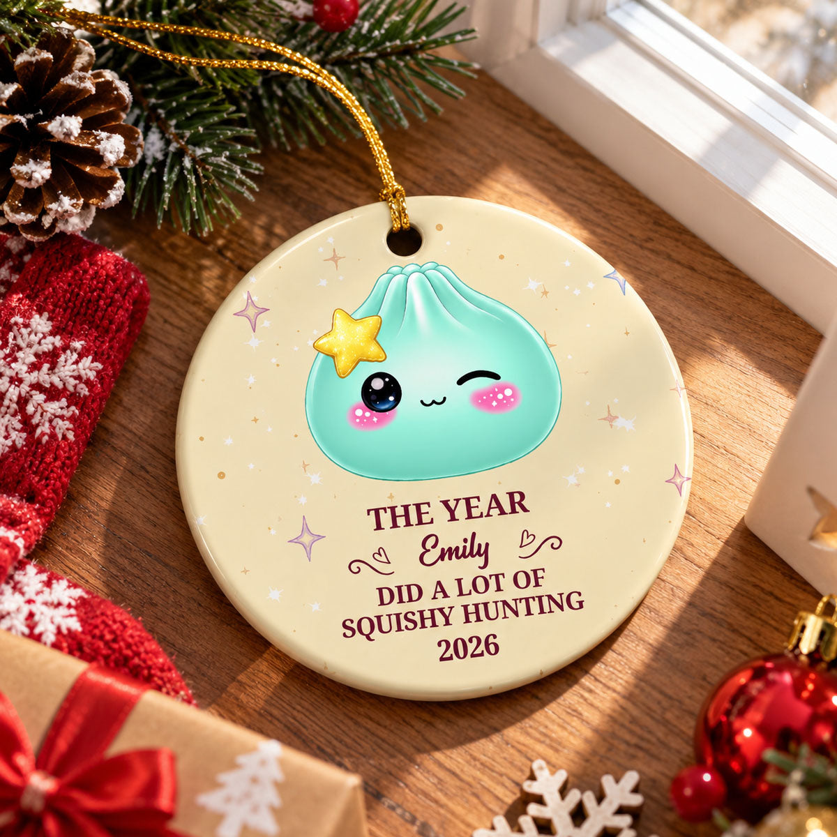 Cute Gift For Kids 2026 Cute Dumpling Squishy Hunter - Personalized Ornament