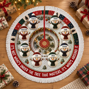 Custom Snowman Tree Skirt - Personalized Christmas Birthday Gifts For Mom, Dad, Brother, Sister