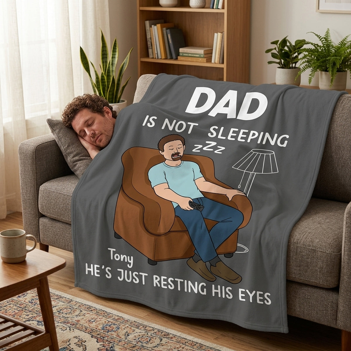 Custom Blanket - Personalized Father's Day Birthday Gifts For Dad, Grandpa - Dad s Favorite Hobby Is Napping