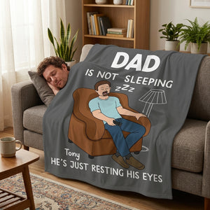 Custom Blanket - Personalized Father's Day Birthday Gifts For Dad, Grandpa - Dad s Favorite Hobby Is Napping