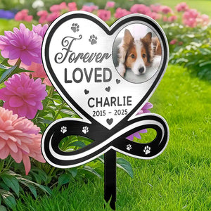 Custom Photo You Left A Paw Print On Our Hearts Forever Memorial - Personalized Metal Sign