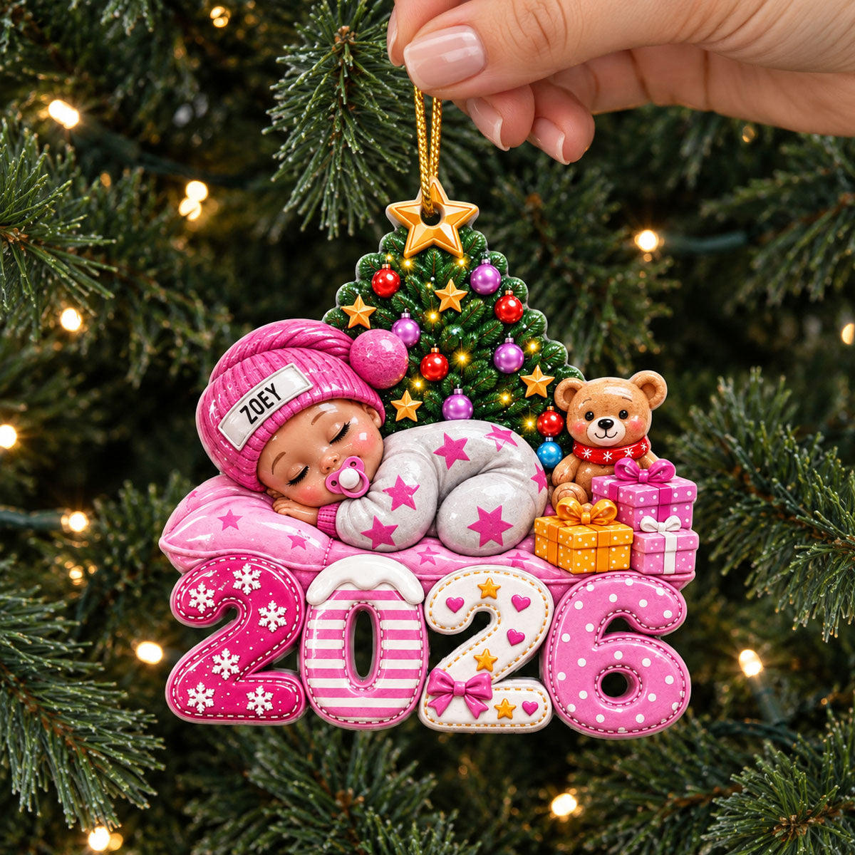 First Christmas Baby Sleeping Gift For New Mom, Baby - Personalized Custom Shaped Acrylic Ornament