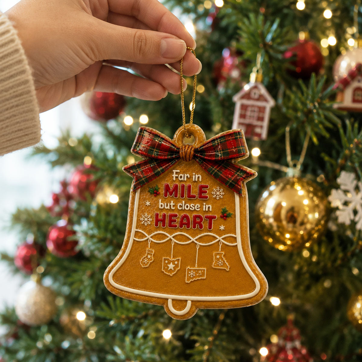 Love Erases The Long Distance - Real 3D Raised Ornament - Personalized Christmas Gifts