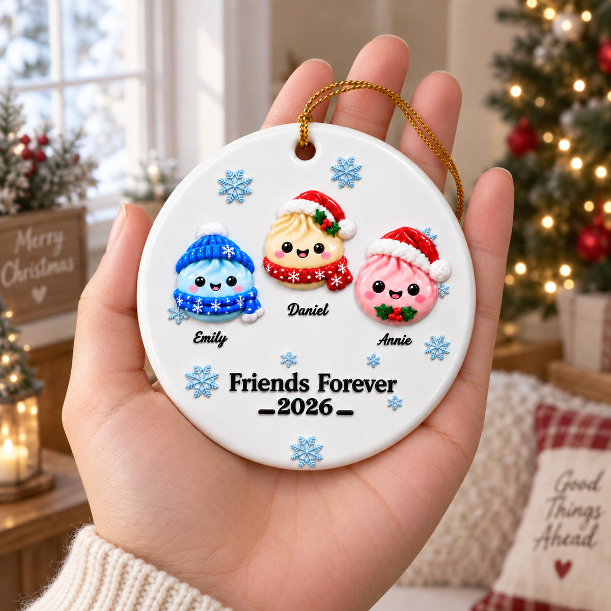 Bestie Forever Christmas Squishy Dumpling Style - Real 3D Raised Ornament