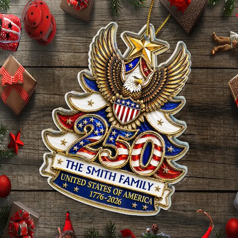 Christmas America 250th Anniversary Stars Stripes Forever - Personalized Custom Shaped Acrylic Ornament