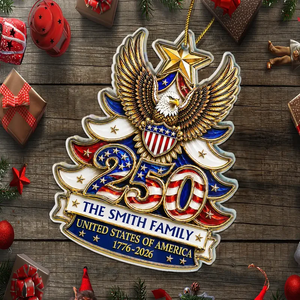 Christmas America 250th Anniversary Stars Stripes Forever - Personalized Custom Shaped Acrylic Ornament