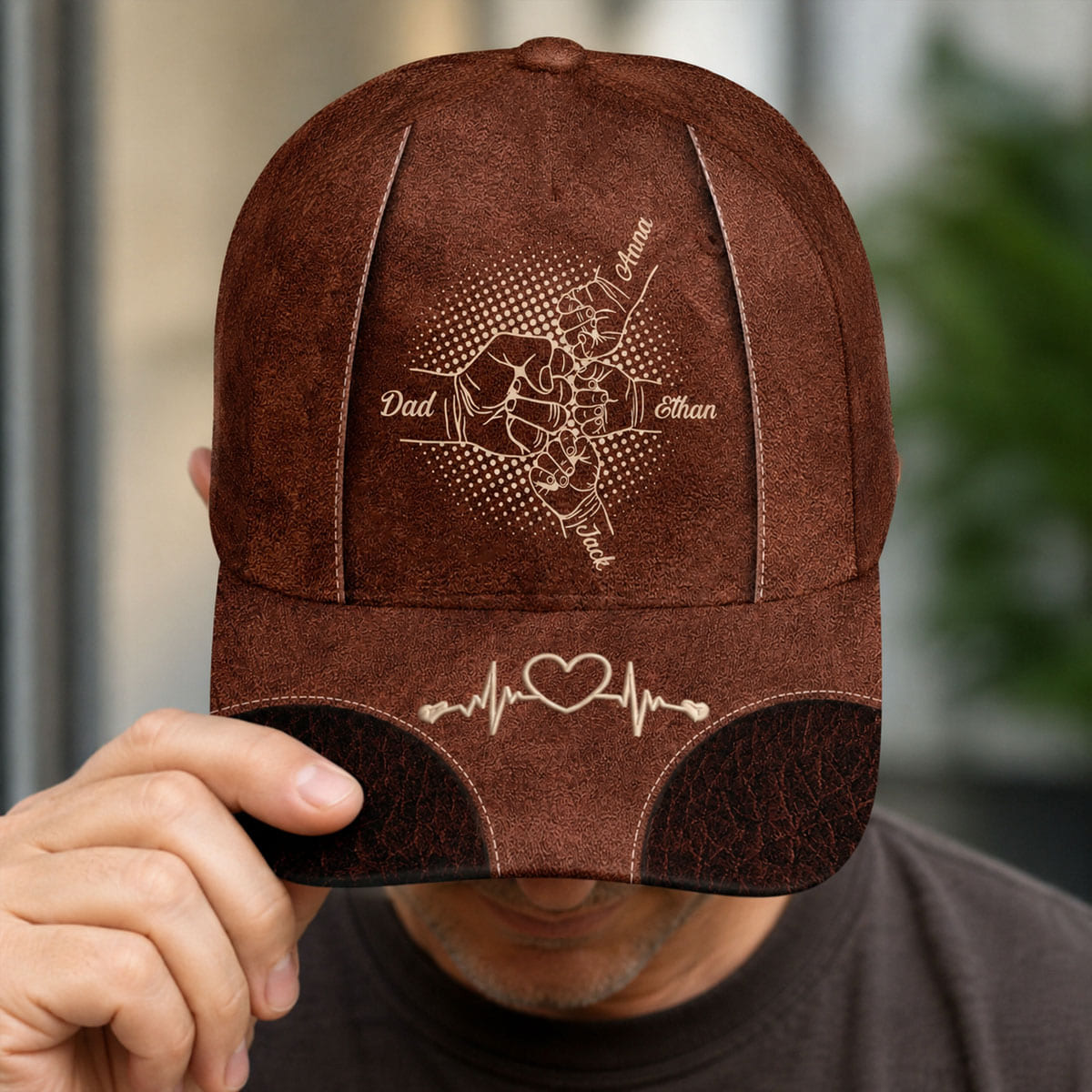 Custom Hat, All Over Print Classic Cap - Personalized Father's Day Gifts For Dad, Grandpa - Papa s Hand Holds The Whole Family
