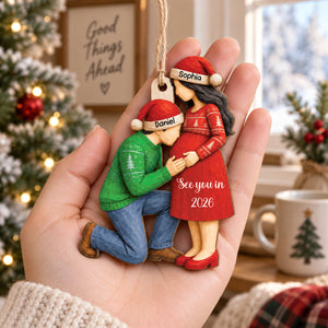 Parents-to-Be Baby Bump 3D Ornament - Personalized Pregnancy Gifts