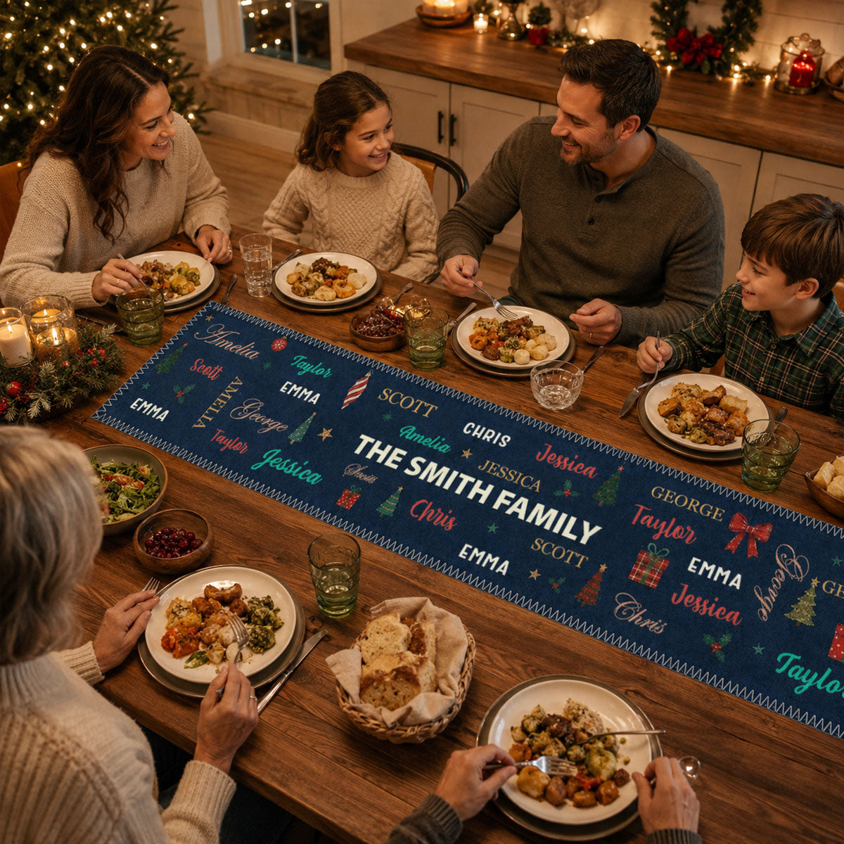 Family Name Christmas - Personalized Table Runner
