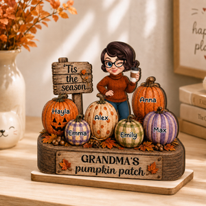 Tis The Season Nana's Pumpkin Patch - Personalized Wooden Plaque - Halloween Fall Decor for Her