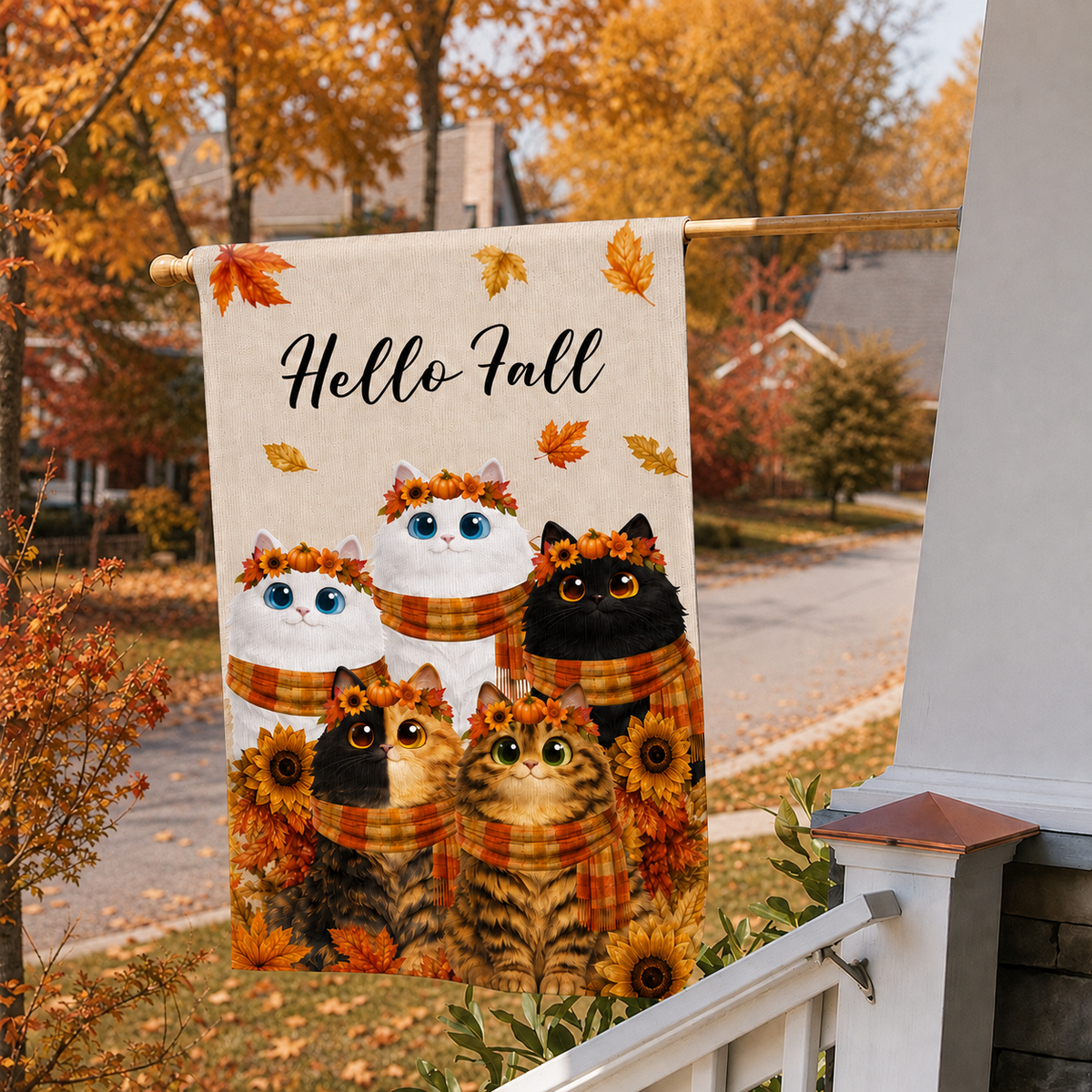Cute Cats Welcome - Personalized Garden Flag - Cozy Fall Decor for Cat Lovers