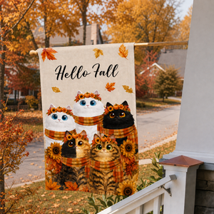 Cute Cats Welcome - Personalized Garden Flag - Cozy Fall Decor for Cat Lovers