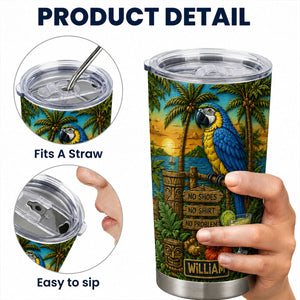 Personal Summer Tropical Parrot Beach - Personalized Tumbler