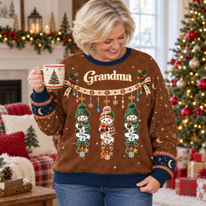 Grandmas Little Snowmen Christmas - Personalized All-Over-Print Sweatshirt - Christmas Gift For Grandma