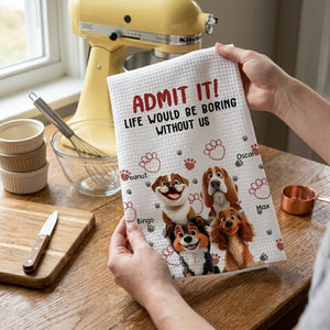 Admit It Mom Dad - Personalized Name Waffle Weave Kitchen Towel, Housewarming Gift