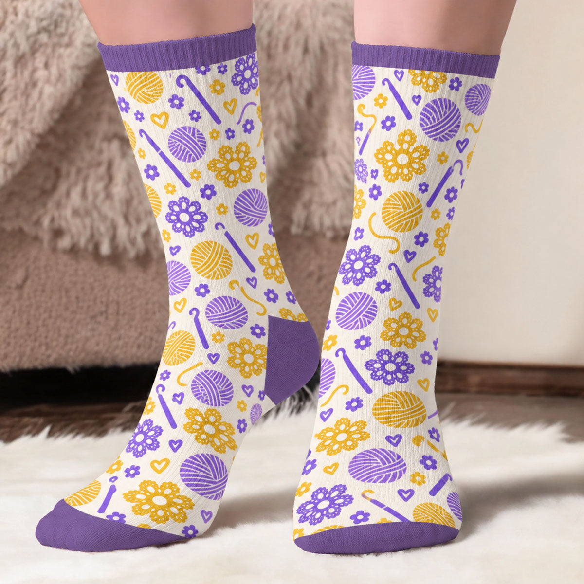 Personalized Crew Socks - Crochet, Knitting Gift For Craft Lovers - Hooked On Crochet
