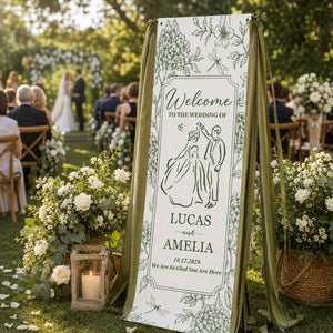 Bride & Groom Wedding Fabric Sign - Personalized Wedding Decorations